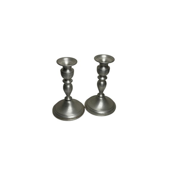 Vintage Leonard Weighted Pewter CandleStick Holders Set of 2 Classic Home Decor - Picture 1 of 7